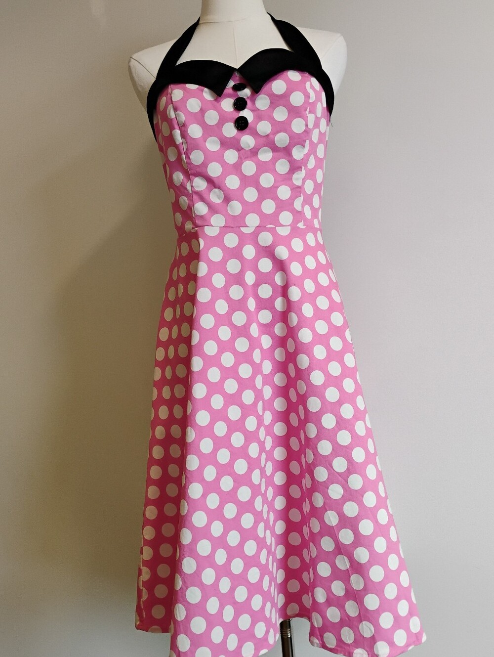Dressystar Pink Polka Dot Retro Dress Size L